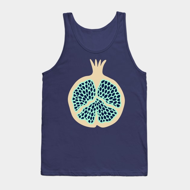 POMEGRANATE Fresh Plump Ripe Tropical Fruit in Cream with Mint Green and Dark Blue Seeds - UnBlink Studio by Jackie Tahara Tank Top by UnBlink Studio by Jackie Tahara